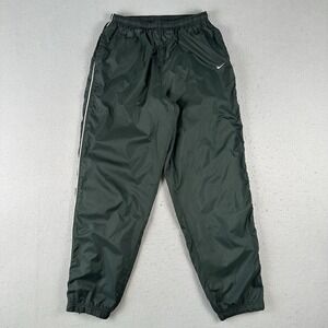 Vtg 90s Nike Track Pants Men's XL Dark Green Lined Elastic Waist Baggy Ankle Zip